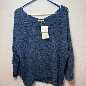 Miracle Sweater Blue Crew Neck with Relaxed Fit
